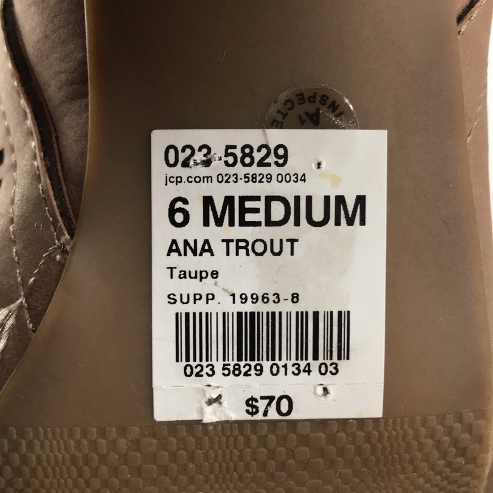 ANA TROUT—Wm’s Taupe Open Toe/Heel Mesh Ankle Sandals Stacked 3”Heel Side Zip—6M - Picture 5 of 16